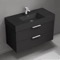 Wall Mounted Bathroom Vanity With Black Sink, Modern, Single, 40